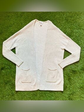 Core Life Cream 100% Cotton Open Front Longline Cardigan Large